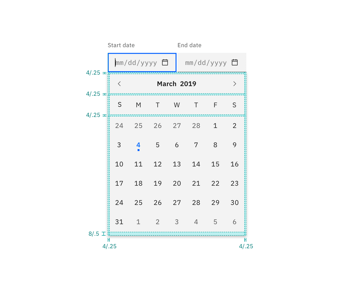 Spacing for date picker